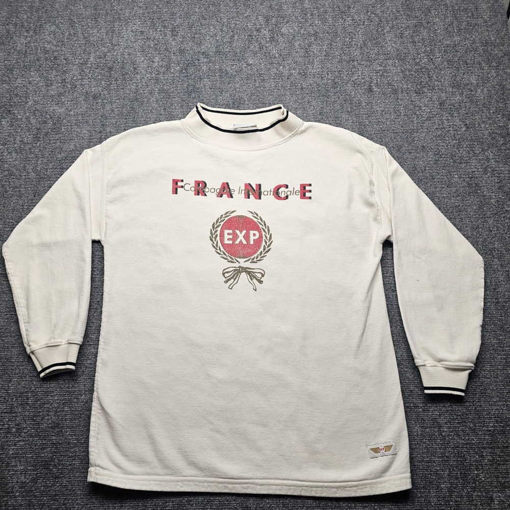 Vintage Express Compagnie Internationale EXP France Graphic Sweatshirt Cream L